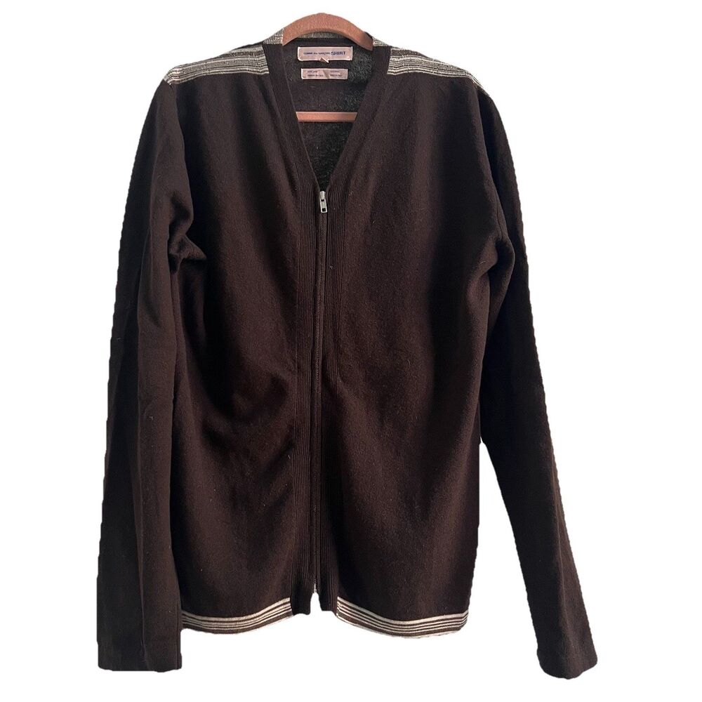 Comme Des Garçons Brown Wool Cardigan Large Quiet Luxury Zip Up